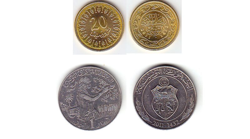 Zwei neue Münzen ab 13. Mai 2013 - 1 Dinar, 20 Millimes