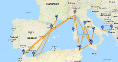 GNV Strecken im Mittelmeer 2019