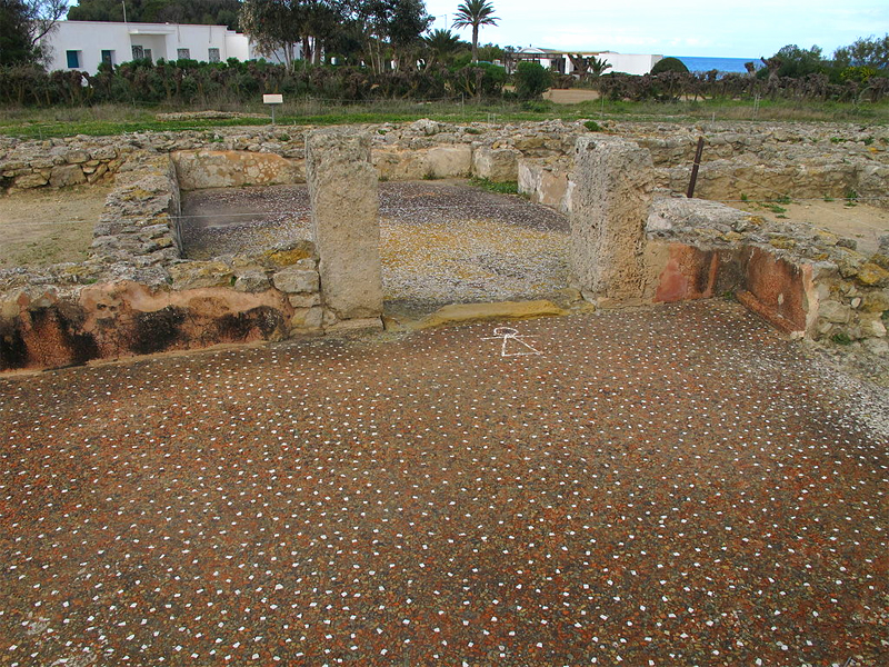 Fußboden mit Tanitmosaik in einem Haus - Von Kritzolina - Eigenes Werk, CC BY-SA 4.0, https://commons.wikimedia.org/w/index.php?curid=38368722