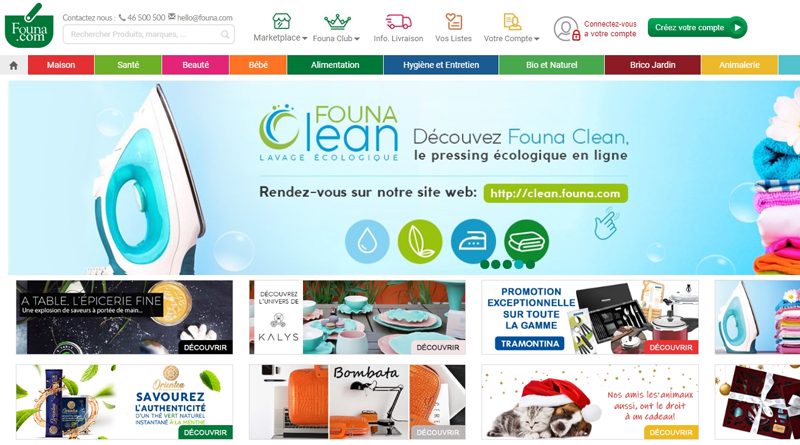 Startseite des Online-Supermarktes founa.com