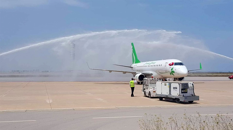 Wassersalut für die Maschine "Amen“ der Jasmin Airways (TS-IJA) am Flughafen Enfidha-Hammamet am 20.06.2019