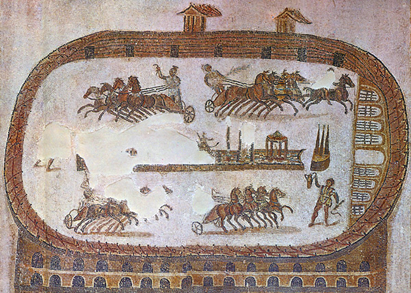 Mosaik des Zirkus von Karthago im Bardo Museum Tunis