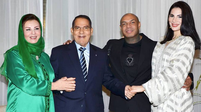 Zine el-Abidine Ben Ali und Familie im Januar 2019 - vlnr: Ehefrau Leila Trabelsi, Zine el-Abidine Ben Ali, Rapper K2, damaliger Lebensgefährte von Tochter Nesrine Ben Ali (r.)