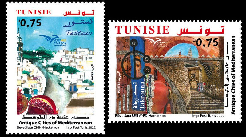 Briefmarkensatz: Antike Städte des Mittelmeers, Testour und Takrouna