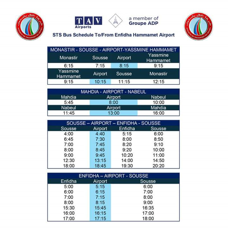 Neue Busverbindungen von und zum Flughafen Enfidha-Hammamet - Fahrplan der STS über Enfidha-Hammamet