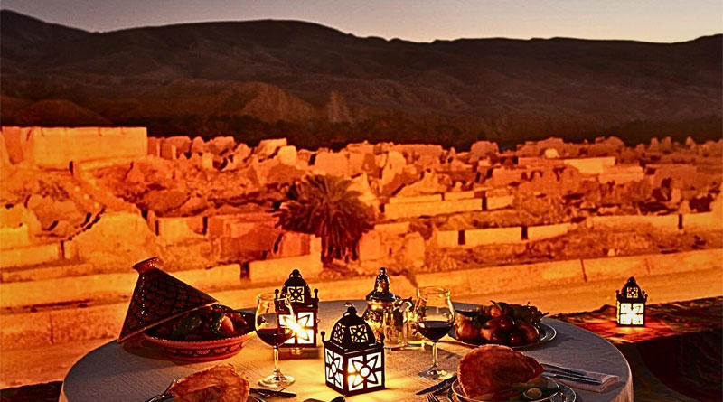 Tamerza Palace - Dinner bei Nacht mit Aussicht