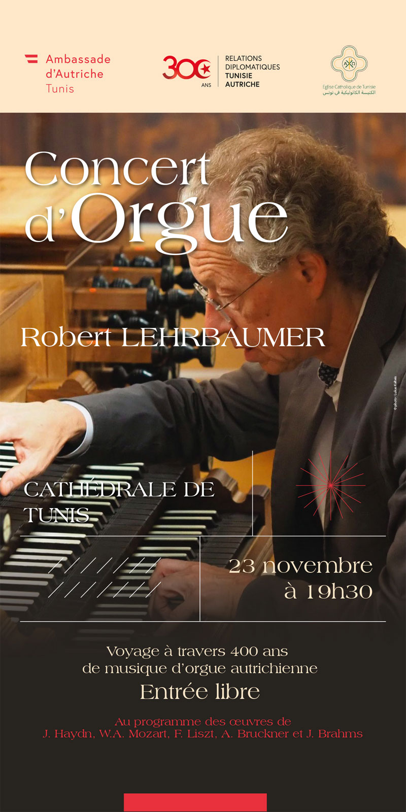 Orgelkonzert mit Robert Lehrbaumer in der Kathedrale Saint-Vincent-de-Paul in Tunis