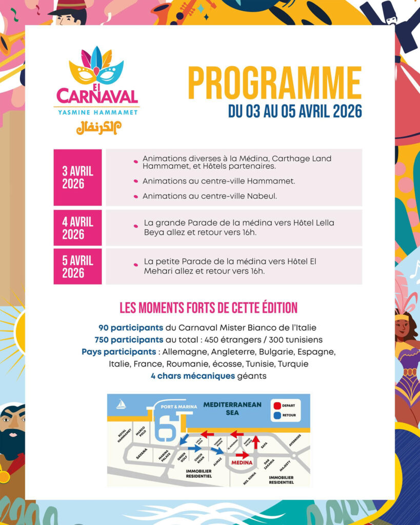 11. Internationaler Karneval 2026 von Yasmine Hammamet - Programm
